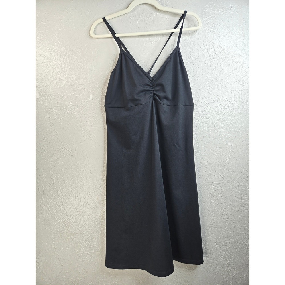 Prana Active Dress XL Black Stretchy A Line Seveless Criss Cross Back Sporty
